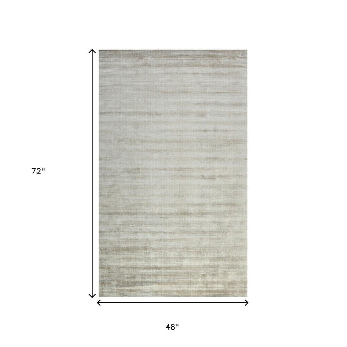 4' X 6' Abstract Hand Woven Area Rug - Ivory And Gray