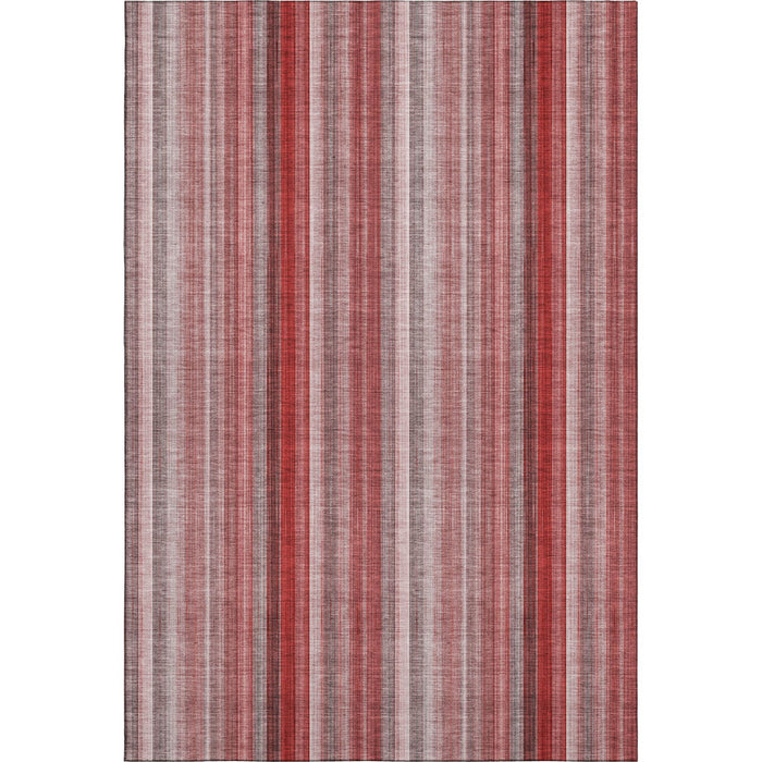 10' X 14' Striped Washable Area Rug With UV Protection (648412) - Red / Ivory