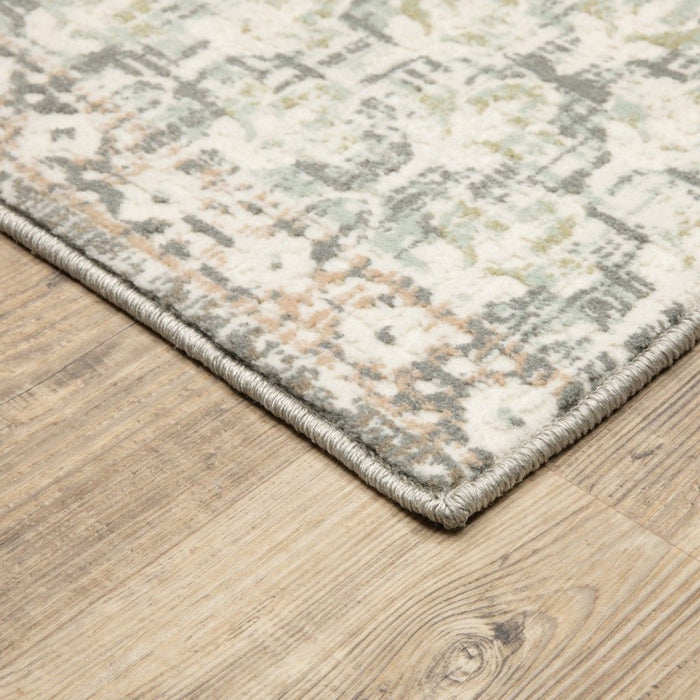 9' x 12' Distresed Oversize Medallion Indoor Area Rug - Ivory Gray