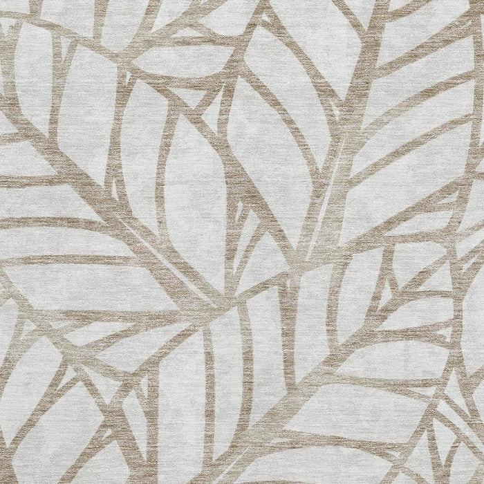 10' X 14' Floral Washable Area Rug With UV Protection - Beige And Brown