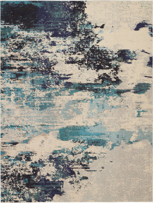 8' x 11' Abstract Power Loom Contemporary Area Rug - Ivory