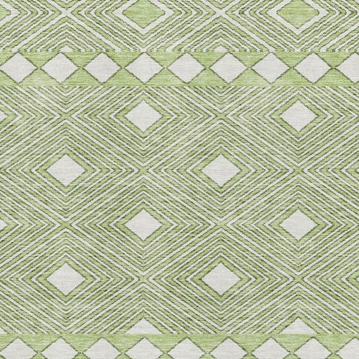 10' X 14' Geometric Washable Area Rug With UV Protection (671354) - Artichoke Green / Ivory