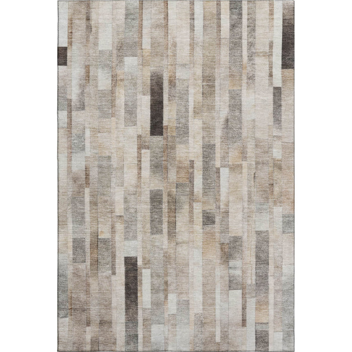 10' X 14' Striped Washable Area Rug With UV Protection (695366) - Taupe / Ivory / Gray