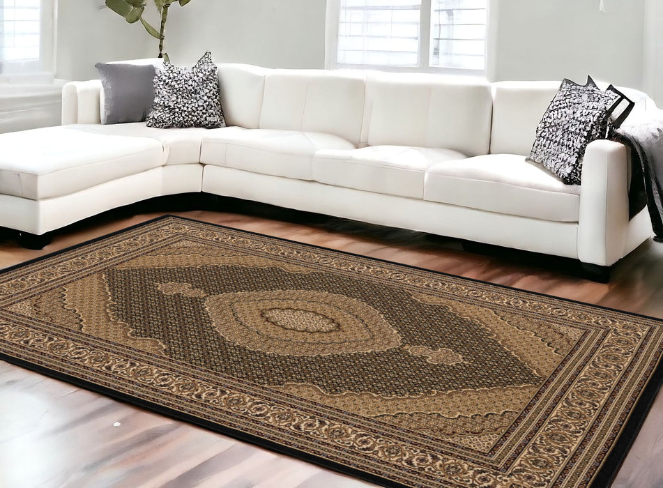 10' x 13' Oriental Washable Non Skid Area Rug - Beige