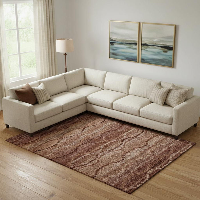 10' X 14' Abstract Geometric Washable Area Rug With UV Protection (715333) - Rust / Copper