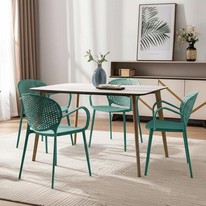 Heavy Duty Plastic Dining Arm Chairs (Set of 4) - Blue