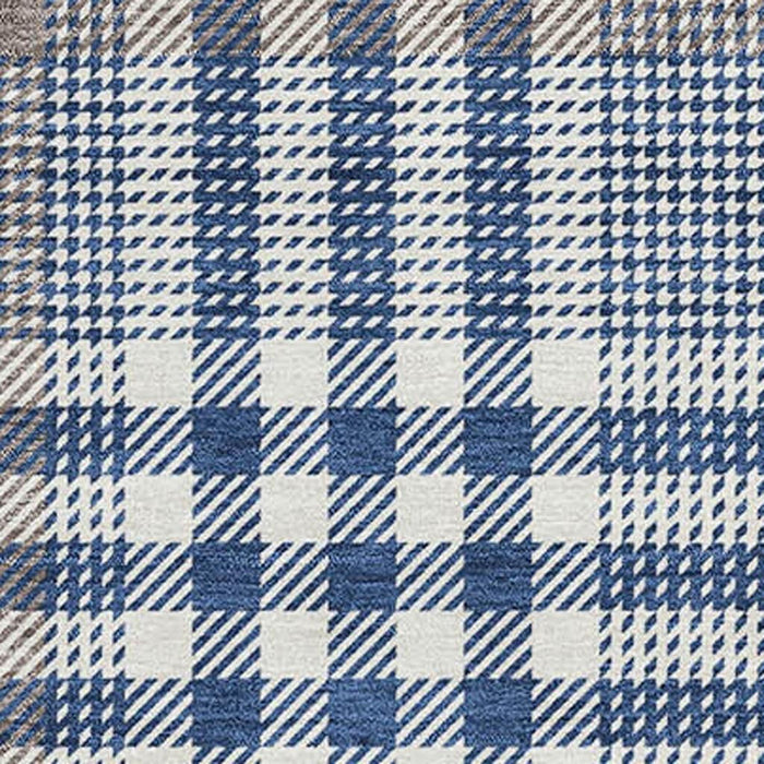 10' X 14' Plaid Washable Area Rug With UV Protection (682643) - Navy Blue / Ivory / Gray