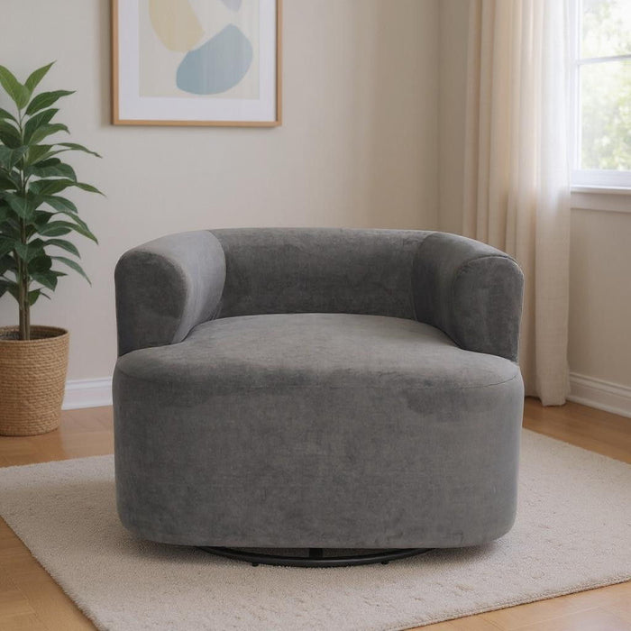 35" Modern Upholstered Swivel Arm Chair - Gray