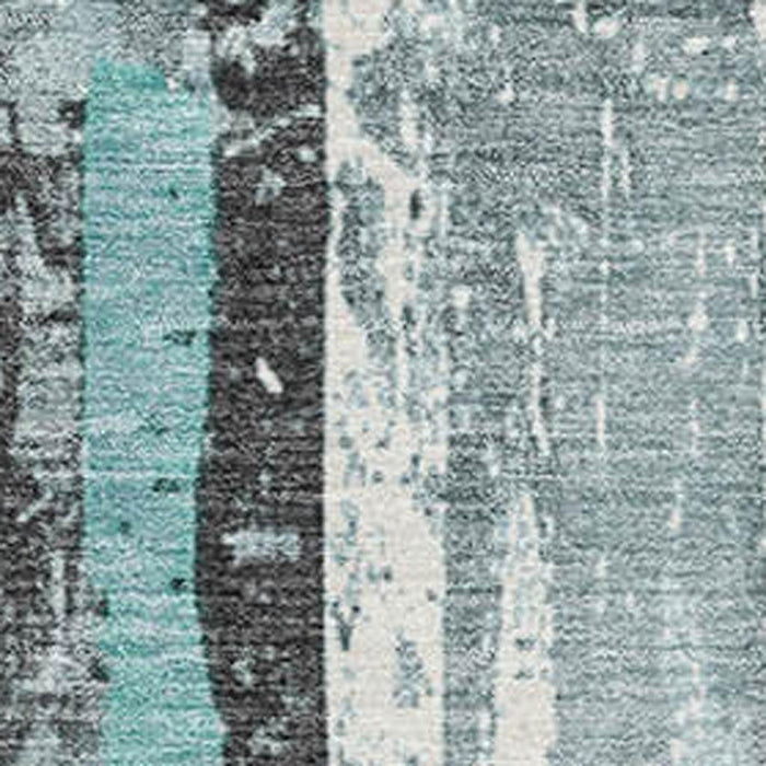 10' X 14' Striped Washable Area Rug With UV Protection (706433) - Teal / Gray