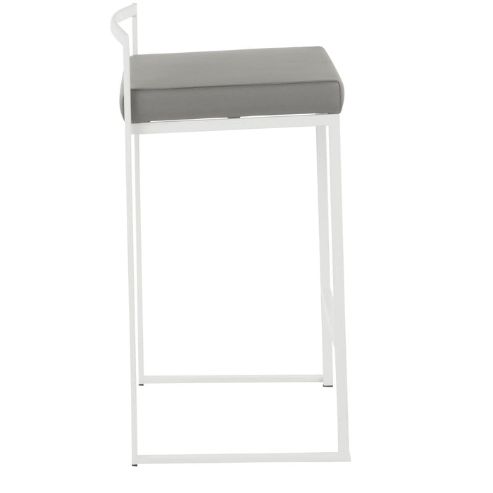 Fuji - Contemporary Stackable Counter Stool (Set of 2) - White Frame