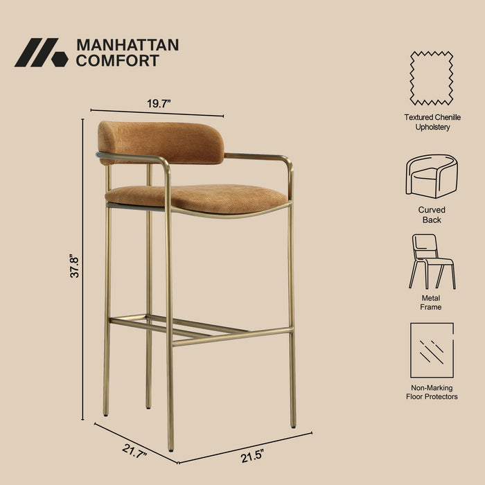 Manhattan Serene - Metal Upholstered Barstool