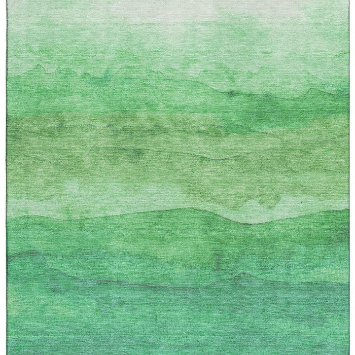 10' X 14' Striped Washable Area Rug With UV Protection (697578) - Green / Ivory