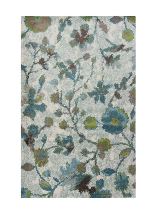 8' x 11' Machine Woven Floral Indoor Area Rug - Teal Blue