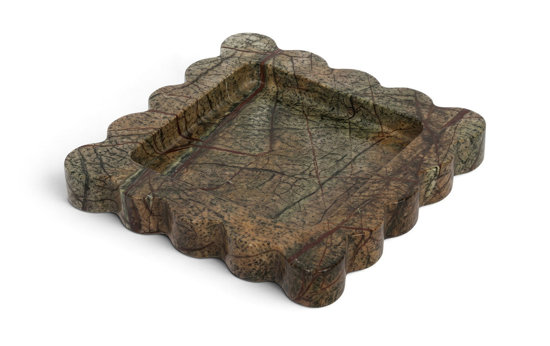 Marble tray by Meridian Furniture featuring a sleek, genuine marble surface with raised edges, ideal for serving or decor.