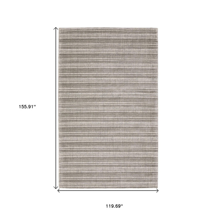 10' X 13' Striped Hand Tufted Area Rug - Gray And Ivory