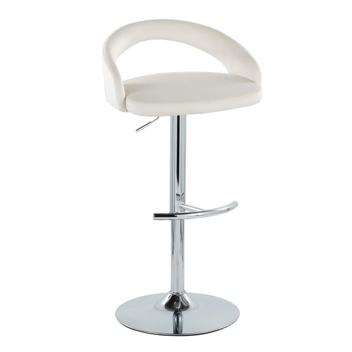 Grotto - Upholstered Adjustable Barstool - Chrome Metal Base