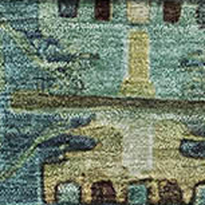 10' X 14' Medallion Washable Area Rug With UV Protection (714949) - Teal / Brown