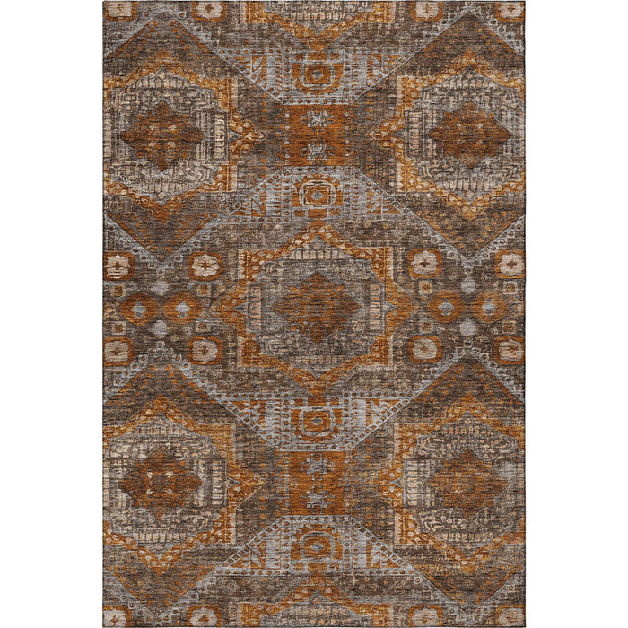 10' X 14' Abstract Geometric Washable Area Rug With UV Protection (708373) - Copper / Rust / Beige