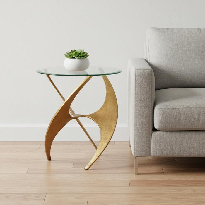 23" Aluminum Pedestal End Table - Gold