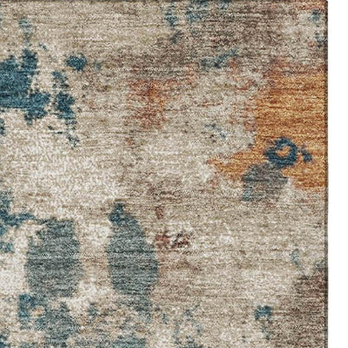 10' X 14' Abstract Washable Area Rug With UV Protection (718364) - Teal / Copper