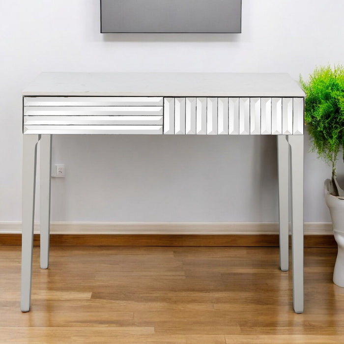 40" Mirrored Glass Console Table - Silver