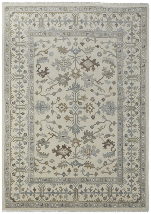 9' X 13' Wool Floral Hand Knotted Area Rug With Fringe - Ivory