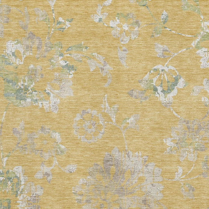 10' X 14' Floral Washable Area Rug With UV Protection (667909) - Gold / Silver