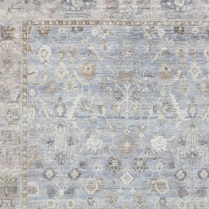 10' X 14' Oriental Washable Area Rug With UV Protection (700919) - Sky Blue / Ivory