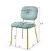 Set of two modern Giga green upholstered dining chairs with metal legs, space-saving contemporary accent seating.