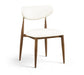 Vegan leather upholstered dining side chair by Meridian Furniture with walnut wood legs, modern and comfortable design.