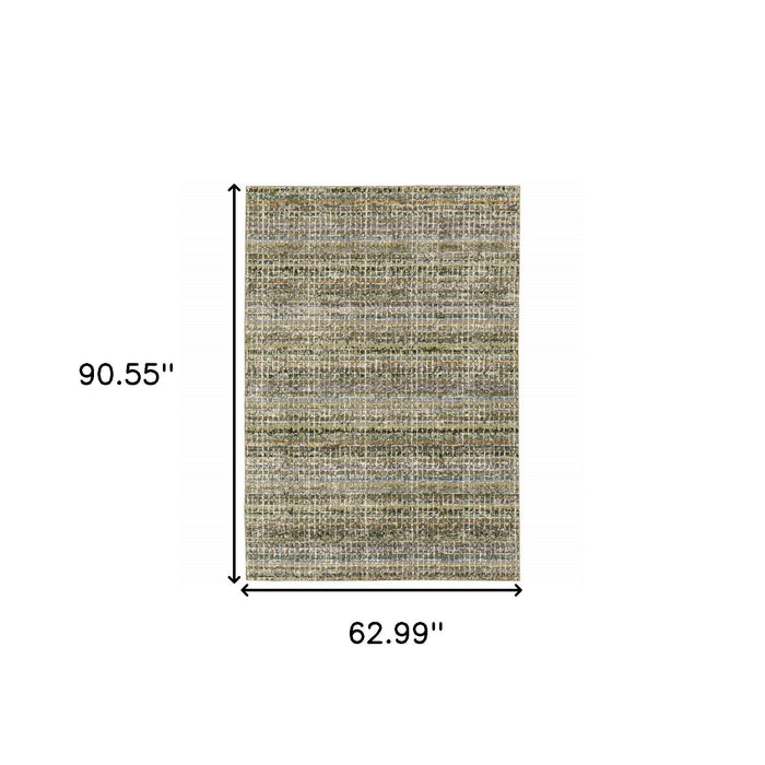 5.3' x 7.6' Abstract Power Loom Area Rug - Gray And Ivory