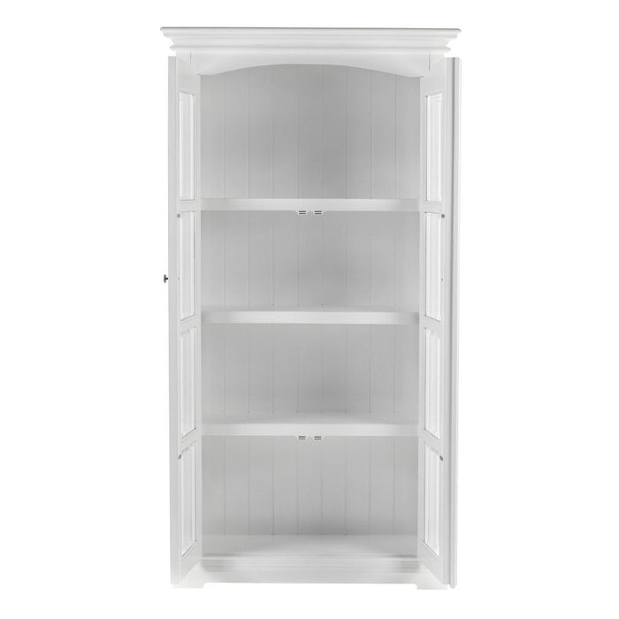 39" Solid Wood Frame Curio Cabinet With Glass Doors - Off White