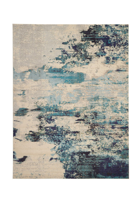 9' x 12' Abstract Power Loom Contemporary Area Rug - Ivory