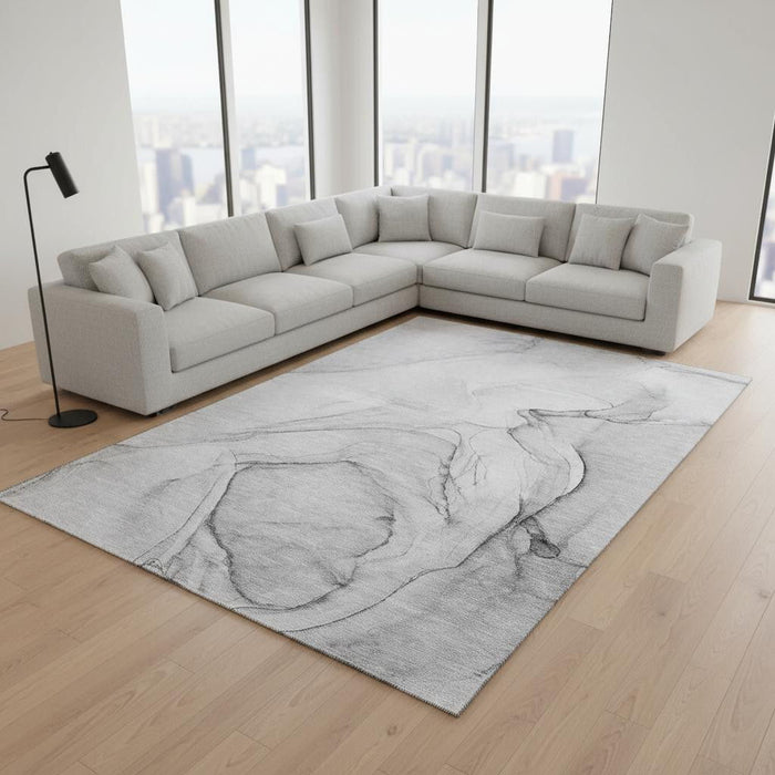 9' X 12' Abstract Washable Area Rug With UV Protection (646625) - Gray / Charcoal