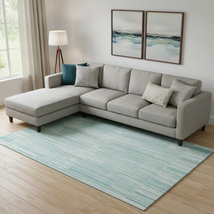 10' X 14' Striped Washable Area Rug With UV Protection (717911) - Turquoise / Sky Blue