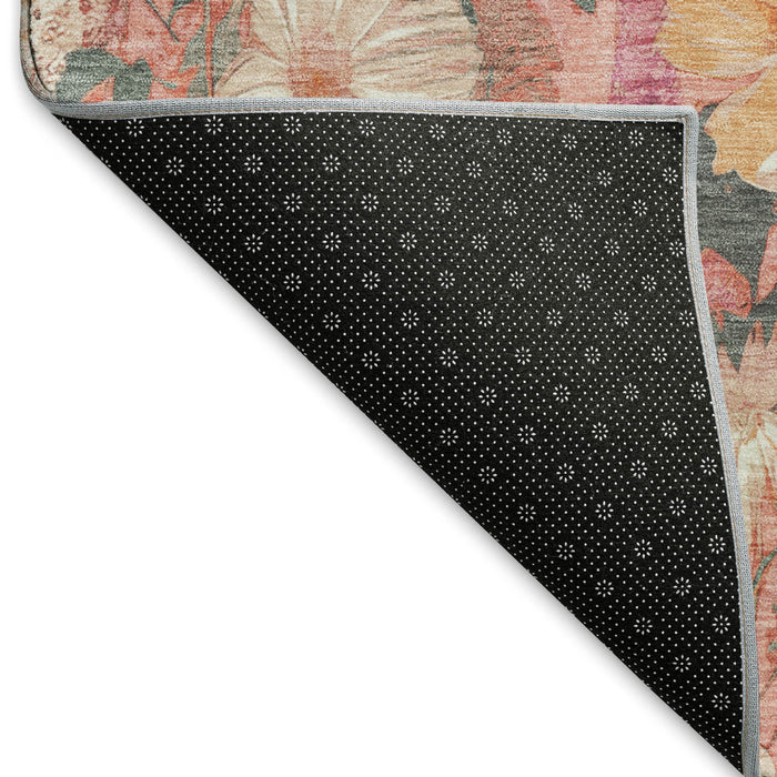 10' X 14' Floral Washable Area Rug With UV Protection (694104) - Blush / Orange / Ivory