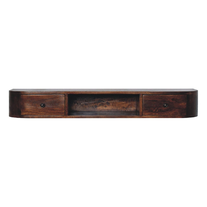 Solid Wood Solid Console Table With Shelf With Two Drawers (719172) - Brown