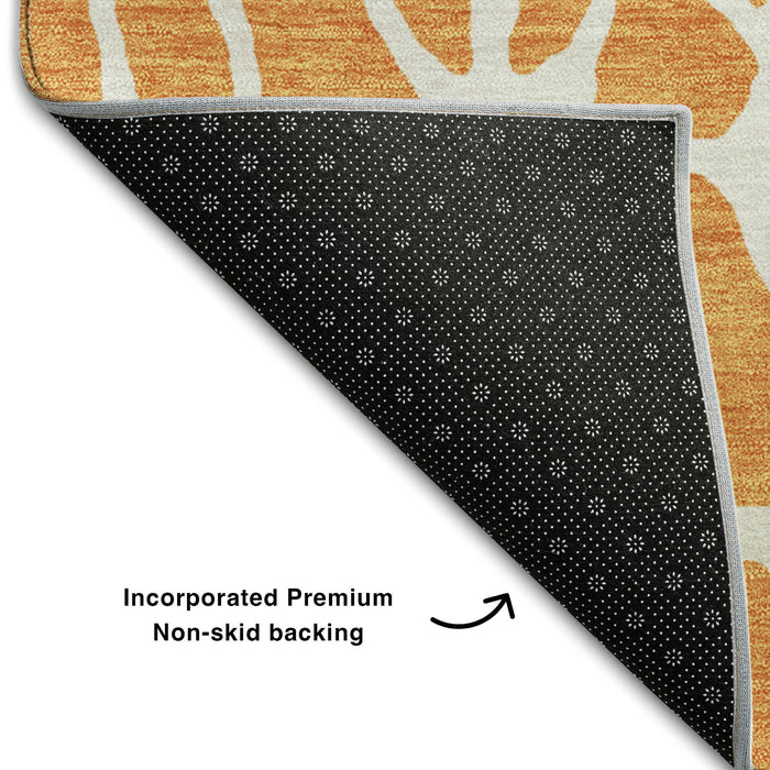 10' X 14' Geometric Washable Area Rug With UV Protection (680427) - Orange / Ivory