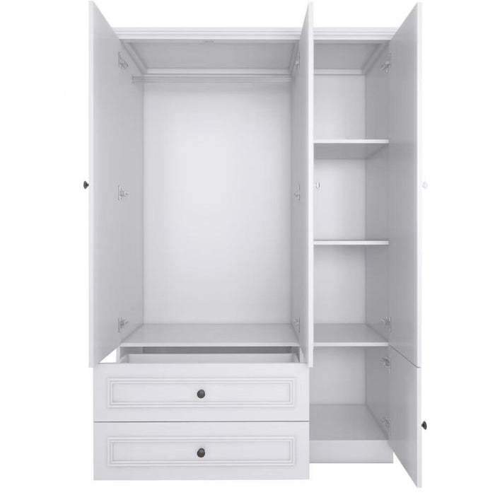 71" Mirro Four Door Two Drawer Combo Dresser - White