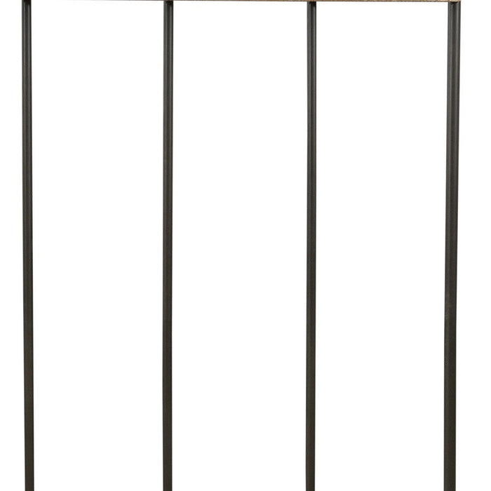 71" Metal And Solid Wood Four Hooks Freestanding Coat Rack - Black / Brown