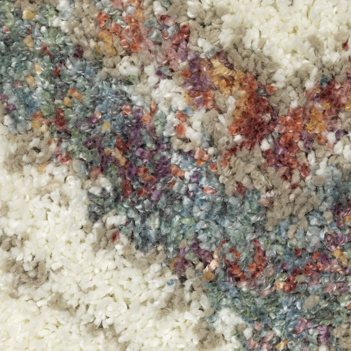 5' X 8' Southwestern Shag Area Rug With Fringe - Ivory