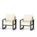 Pair of Giga all-weather patio armchairs with thick cushions, ideal for outdoor seating and comfort.