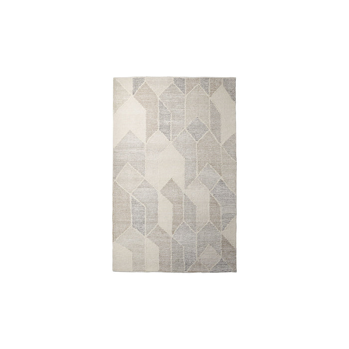 5' X 8' Wool Geometric Hand Woven Area Rug - Beige