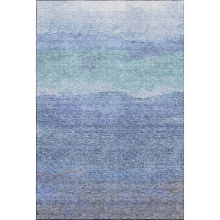 10' X 14' Striped Washable Area Rug With UV Protection (697572) - Blue / Teal