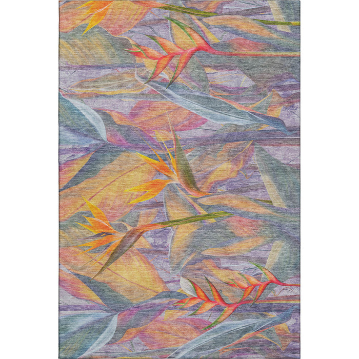 8' X 10' Geometric Washable Area Rug With UV Protection (646389) - Rainbow / Ivory