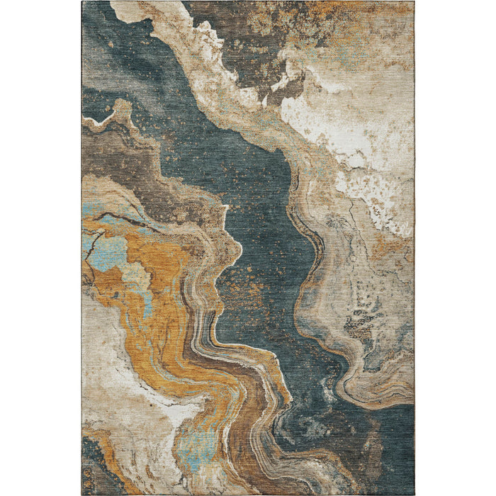 10' X 14' Abstract Washable Area Rug With UV Protection (707731) - Wheat / Gray / Ivory
