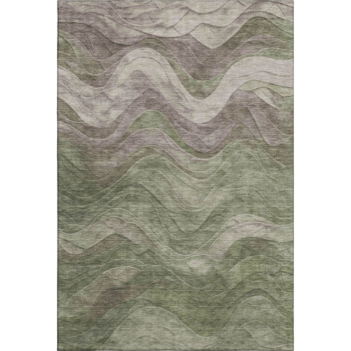 10' X 14' Abstract Washable Area Rug With UV Protection (697602) - Green / Taupe / Beige