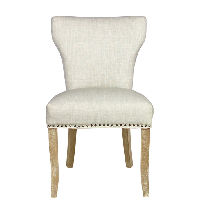 Upholstered Fabric Dining Parsons Chairs (Set of 2) - Ivory / Natural