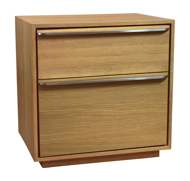 28" Solid And Manufactured Wood Two Drawer Nightstand - Natural