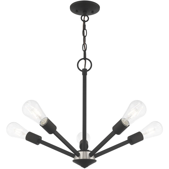 18" Five-Light Dimmable Chandelier With Shades - Black